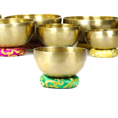 Traditional 7-metal Tibetan singing bowl for deep meditation and sound healing.