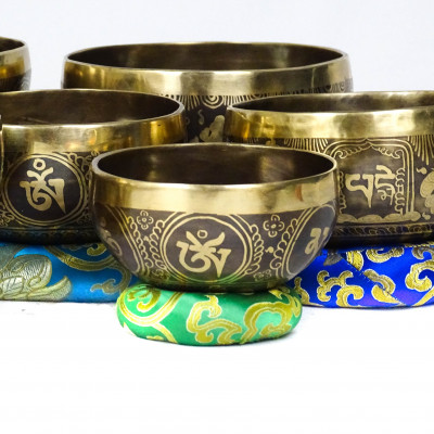 Set of Carved Singing Bowls - Healing Singing Bowls