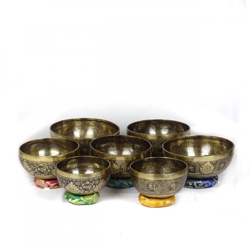 Set of Carved Singing Bowls - Healing Singing Bowls