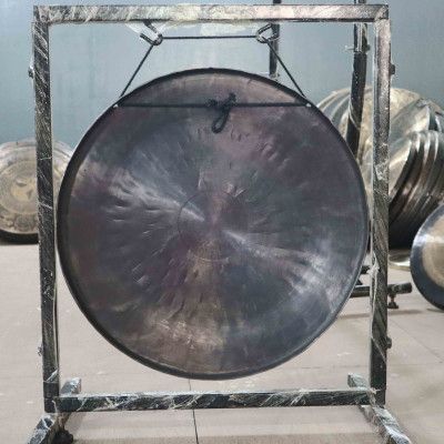 Chau gong with Shree Yantra, flower of life and kalachakra mandala