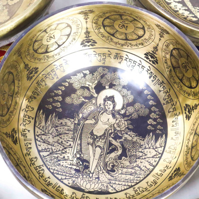 अति उत्तम नक्काशी गरिएका गायन कचौराहरूको सेट - निको पार्ने गायन कचौराहरू