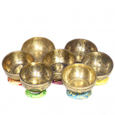 अति उत्तम नक्काशी गरिएका गायन कचौराहरूको सेट - निको पार्ने गायन कचौराहरू