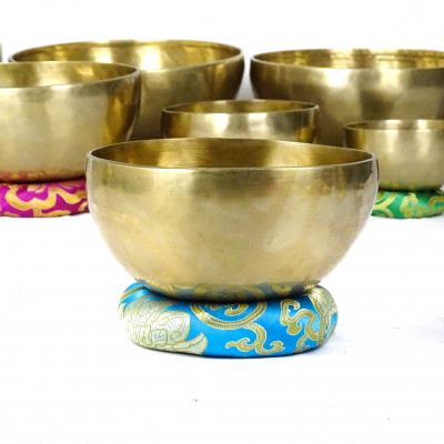 Traditional 7-metal Tibetan singing bowl for deep meditation and sound healing.