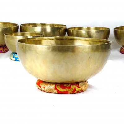 Traditional 7-metal Tibetan singing bowl for deep meditation and sound healing.