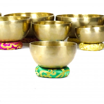 Handcrafted 7 Personalised Metal Singing Bowls - by Note on 4th octave