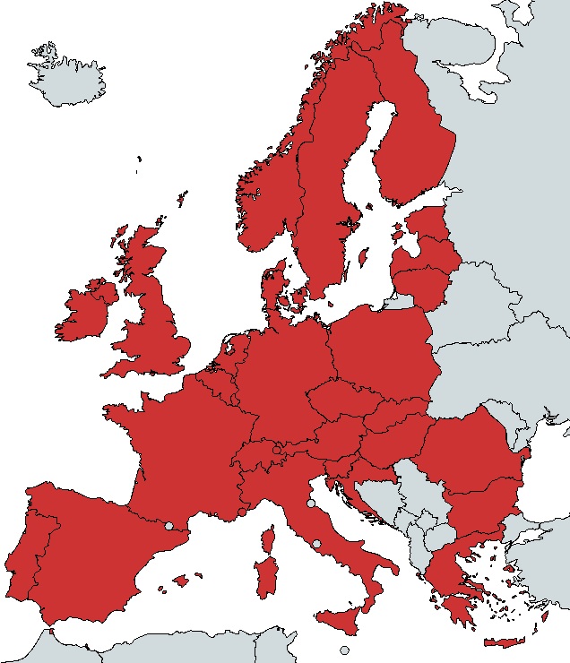 युरोप गायन बाउल डेलिभरी नक्सा