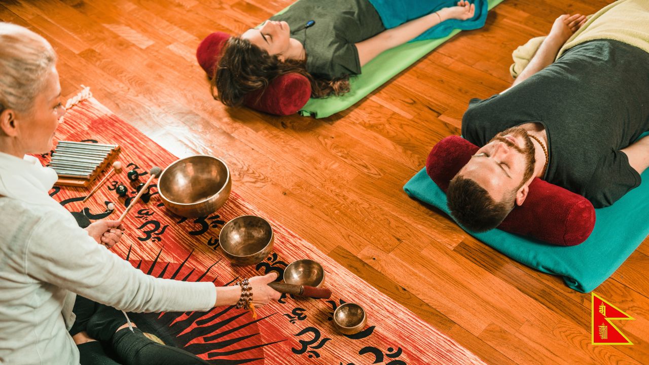 Meditation with tibetan singing bowls